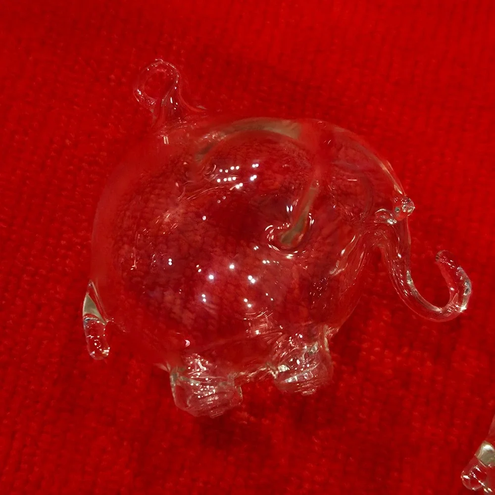 Roberto Niederer Elephants Vintage Hand Blown Glass Ornaments Set/2 Box Italy